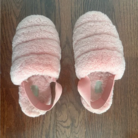 UGG Super Fluff Women's Pink/ Coral Slipper- Size 6 SLINGBACK SLIP ON - Picture 4 of 11